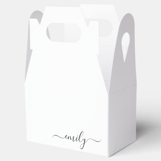 Wit Zwart Modern Script Monogram Naam Bedankdoosjes (Geopend)
