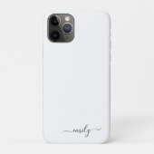 Wit Zwart Modern Script Monogram Naam Case-Mate iPhone Case (Achterkant)