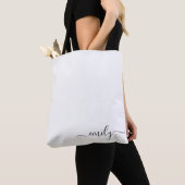 Wit Zwart Modern Script Monogram Naam Draagtas (Dichtbij)