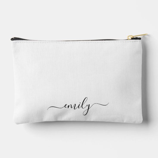 Wit Zwart Modern Script Monogram Naam Etui (Achterkant)