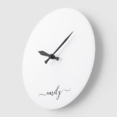 Wit Zwart Modern Script Monogram Naam Grote Klok (Hoek)
