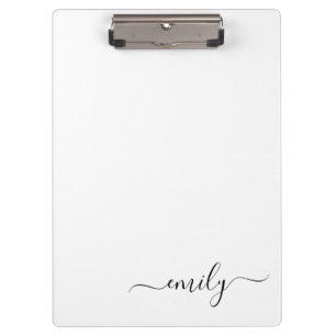 Wit Zwart Modern Script Monogram Naam Klembord