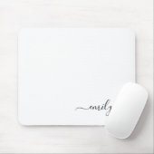 Wit Zwart Modern Script Monogram Naam Muismat (Met muis)