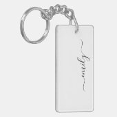 Wit Zwart Modern Script Monogram Naam Sleutelhanger (Voorkant Links)