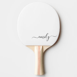 Wit Zwart Modern Script Monogram Naam Tafeltennisbatje
