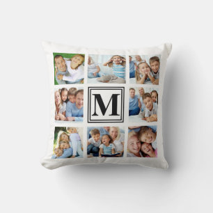 Wit Zwart Monogram 8 Multi Foto Collage Kussen
