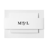 Wit & Zwart Monogram Huwelijk Uitnodigingen Wikkel (Voorkant Voorbeeld)