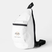 Wit zwart monogram initialen naam modern sling bag (Rechterhoek)