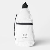 Wit zwart monogram naam sling bag (Voorkant)