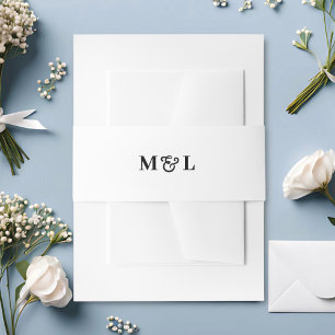 Wit & Zwart Monogram Trouwjurk voor Koppels Uitnodigingen Wikkel