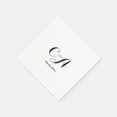 Wit zwart monogram verjaardag servet (Hoek)
