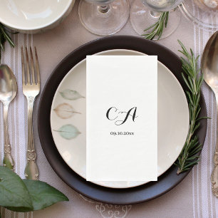 Wit zwart monogram verjaardag servet