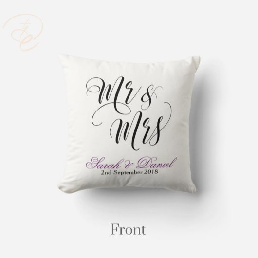 Wit Zwart Mr & Mrs Bruiloft Kussen Keepsake Gift