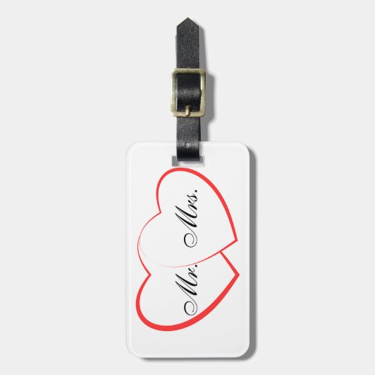 Wit & Zwart | Mr. Mrs. Modern Monogram Bagagelabel (Voorkant verticaal)