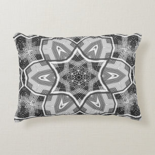 Wit-zwart openwerk geometrisch patroon accent kussen