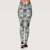Wit-zwart openwerk geometrisch patroon leggings (Achterkant)