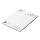 Wit zwart QR code business logo letterhead Notitieblok (Gedraaid)