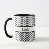 Wit & Zwart Retro Waves Patroon Gepersonaliseerd Mok (Links)