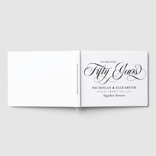 Wit Zwart Schrift 50ste Huwelijksverjaardag Gastenboek (Volledig)