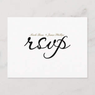 Wit & Zwart Script Trouw RSVP Postkaart Uitnodiging Briefkaart
