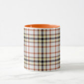 Wit Zwart Sinaasappel Geel Tartan Plaid Mok (Midden)