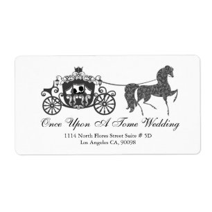 Wit & Zwart Trouwpaard & Carriage Label