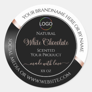 Wit Zwart Wavy Roos Goud met Logo Product Label