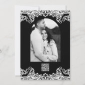 Wit & Zwarte Kant Elegante Chic Bruiloft Kaart (Achterkant)