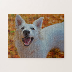 Wit Zwitsers Schaapherdershond Jigsaws. Legpuzzel