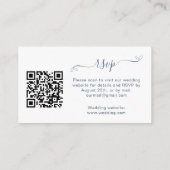 Witblauwe trouwresponswebsite QR code RSVP Informatiekaartje (Achterkant)