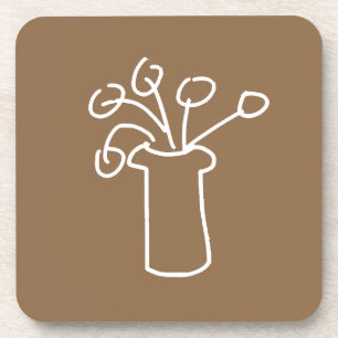 Witbloem moderne, eenvoudige overzichtskunst bier onderzetter