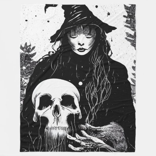 Witch and Skull Fleece Blanket, groot (Voorkant)