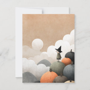 Witch Art Spooky Schattigee minimalistische Hallow Briefkaart