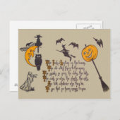 Witch Bat Uil Black Cat Jack O' Lantern Briefkaart (Voorkant / Achterkant)