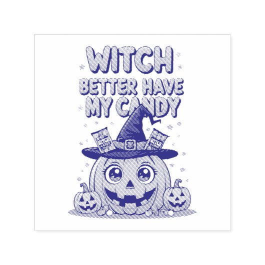 Witch Better Have My Snoep - Schattigee Kawaii Hal Zelfinktende Stempel (Design)