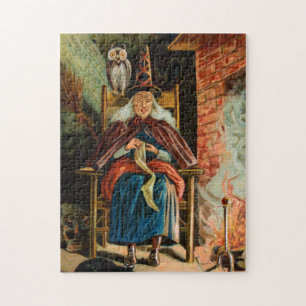Witch bij Fireplace Legpuzzel