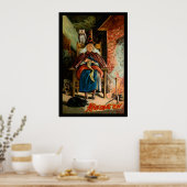 Witch bij Fireplace Poster (Keuken)