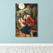 Witch bij Halloween Night Canvas Afdruk (Insitu (Houten vloer))
