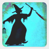 Witch bij nacht vierkante sticker (Voorkant)