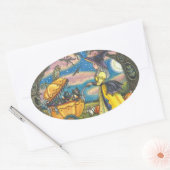 WITCH, BLACK CAT BABY BUGGY STICKERS BLAD Ovaal (Envelop)