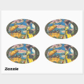 WITCH, BLACK CAT BABY BUGGY STICKERS BLAD Ovaal (Vel)