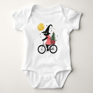 Witch Black Cat Cycling Schattige en Spooky Christ Romper