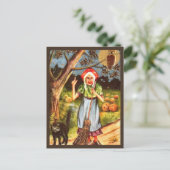 Witch, Black Cat & Owl -  Halloween Briefkaart (Staand voorkant)