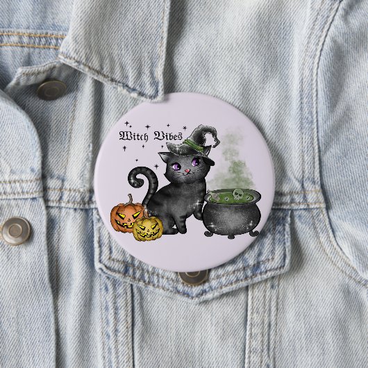 Witch Black Cat | Witch Vibes Ronde Button 4,0 Cm (In situ)