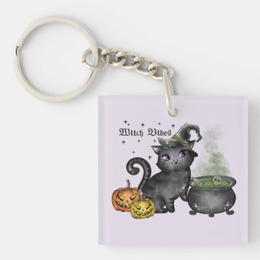 Witch Black Cat | Witch Vibes Sleutelhanger (Voorkant)