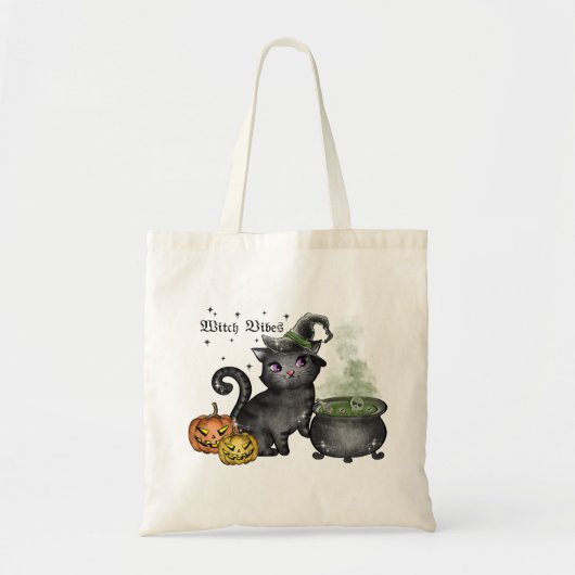 Witch Black Cat | Witch Vibes Tote Bag (Voorkant)
