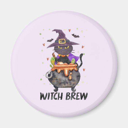 Witch Brew - Kat Dragen Heks Magneet (Voorkant)