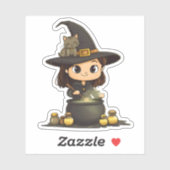 Witch Brewing Potion met Kat op Pet Sticker (Vel)