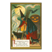 Witch Broom Cauldron Jack O Lantern Bat Cat