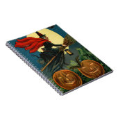 Witch Broom Flying Jack O Lantern Black Cat Bat Notitieboek (Rechterzijde)